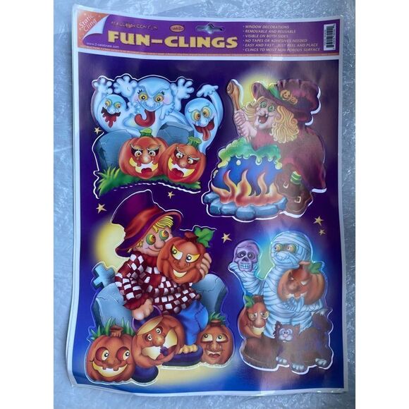 Static Vintage Cling Fun- Clings Halloween Funbolo Stickers Window Decorations - Picture 1 of 6